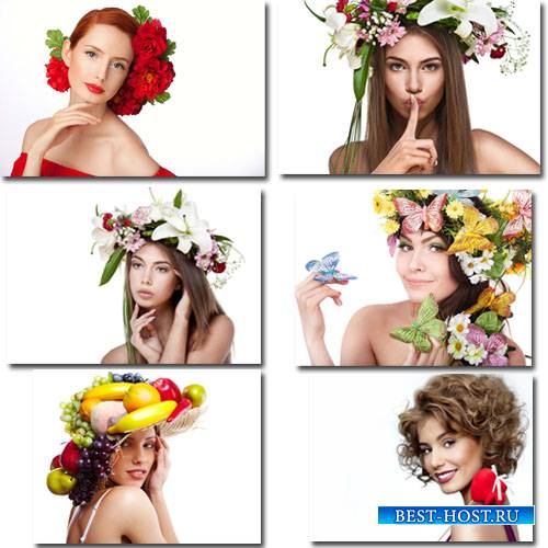 Клипарты для фотошопа - 12 девушек с цветами