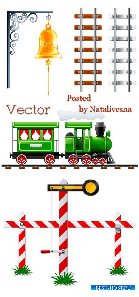 Подборка клипарта в векторе – Паровоз и железная дорога