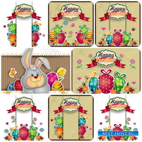 Пасха, пасхальные яйца, кролик, весенний вектор / Easter, spring vector