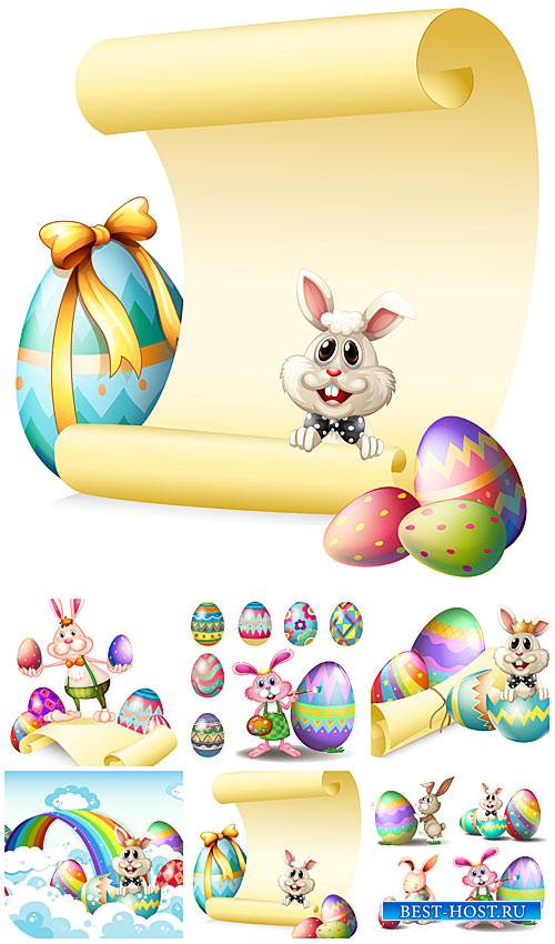 Забавный пасхальный кролик в векторе / Funny Easter bunny vector