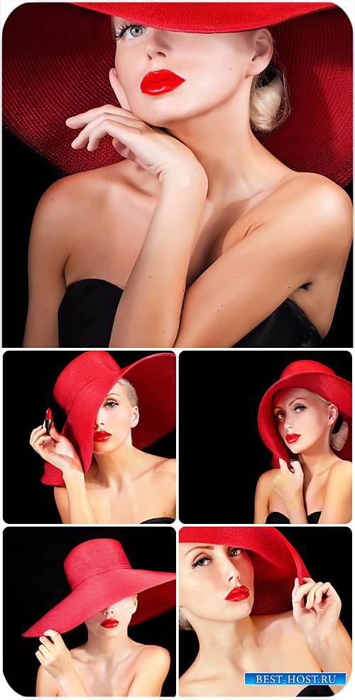 Девушка в красной шляпе / Girl in a red hat - Stock Photo