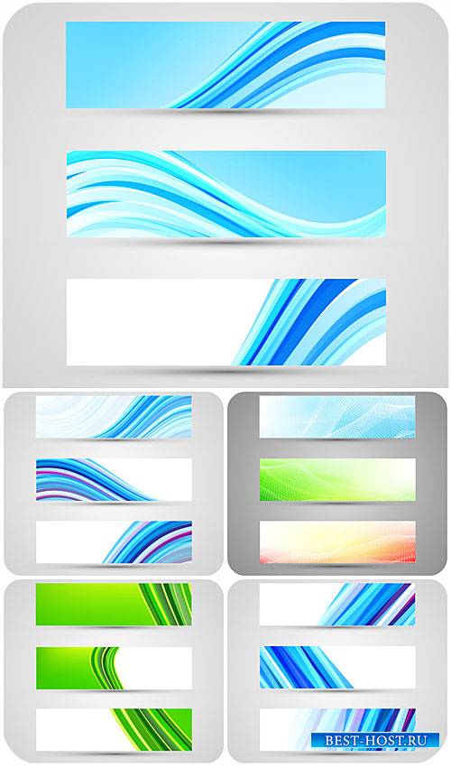 Векторные баннеры с разноцветными линиями / Vector banners with colorful li ...