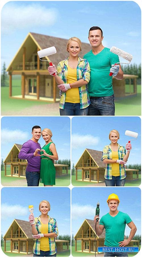 Ремонт дома, мужчина и женщина / Home repair, man and woman - Stock Photo