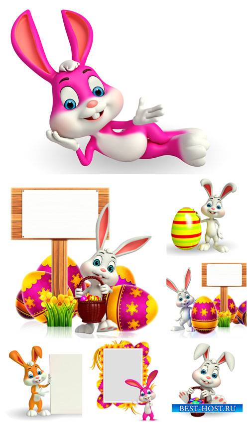 Пасхальный кролик с табличкой / Easter bunny with a sign - Stock Photo