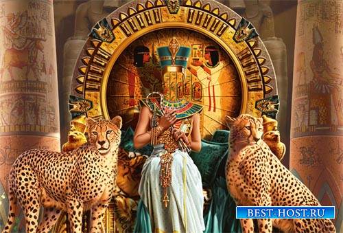 Женский шаблон - Египетская царица с двумя гепардами