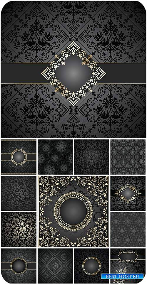 Фоны с узорами, золотые векторные орнаменты / Backgrounds with ornaments, gold ornaments vector