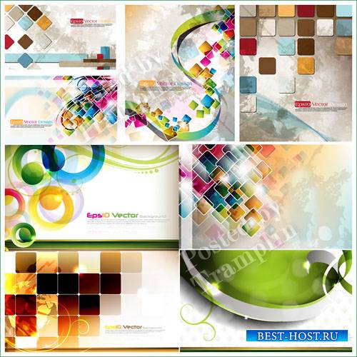 Векторные фоны с квадратами и кругами - Vector backgrounds with squares and ...