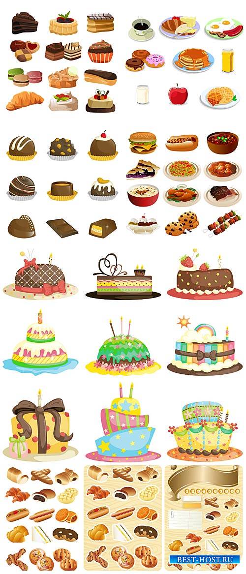 Еда в векторе, выпечка, тортики / Vector food, pastries, cakes