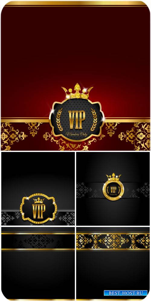 Vip backgrounds vector, gold decor