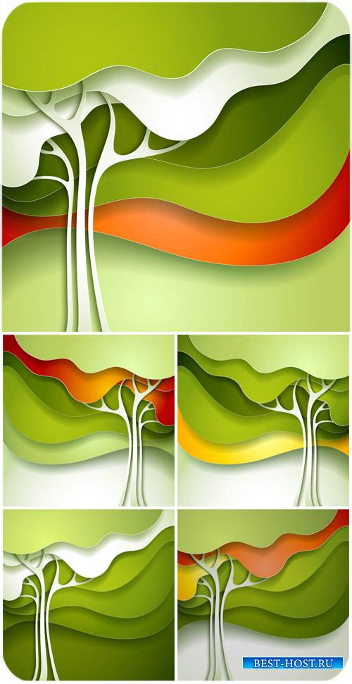 Векторные фоны с деревьями, абстракция / Vector backgrounds with trees, abs ...