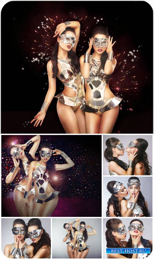 Гламурные девушки в масках / Glamour girls in masks - Stock photo