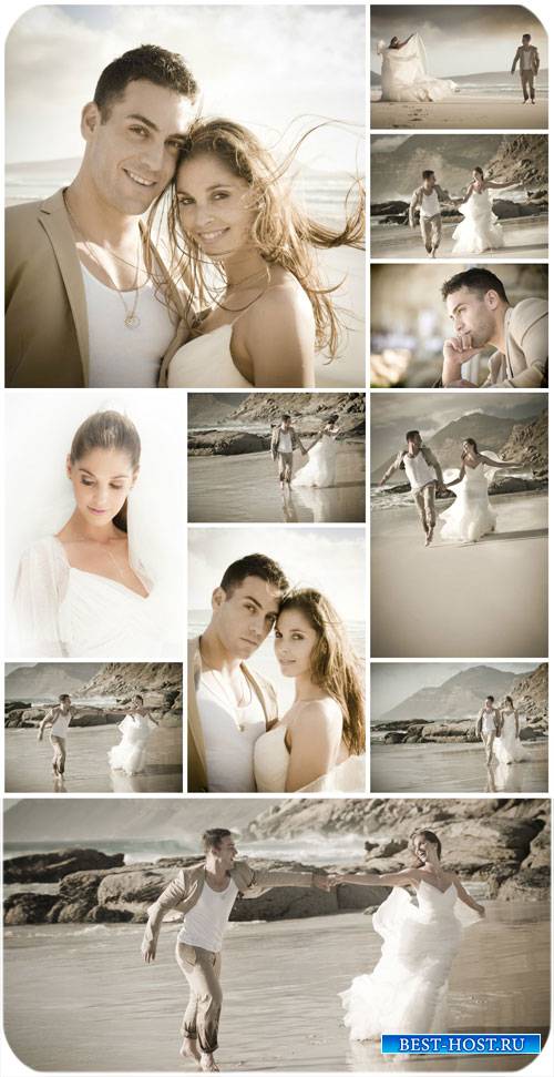 Жених и невеста на морском побережье / Bride and groom at the seaside - Sto ...