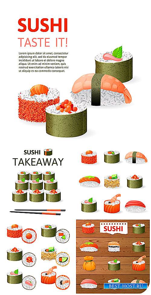 Суши, доставка суши / Sushi, sushi delivery - vector