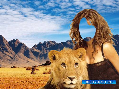 Шаблон для фотошопа - Девушка с красивым львом