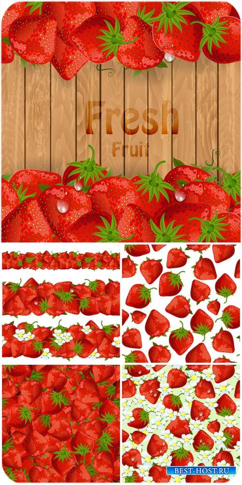 Клубника, фоны в векторе / Strawberries, backgrounds vector