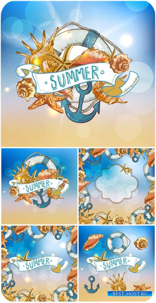 Морские векторные фоны, лето / Sea vector backgrounds, summer backgrounds