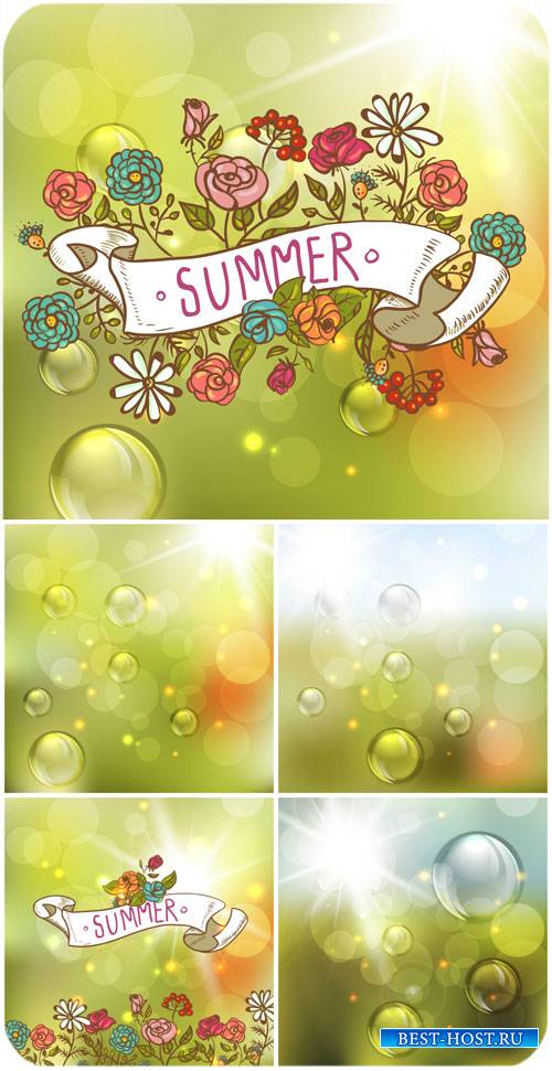 Летние векторные фоны с цветами / Summer vector background with flowers
