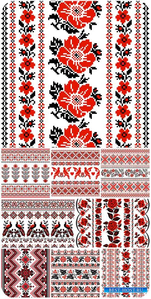 Красивая вышивка в векторе, фоны / Beautiful embroidery in vector backgroun ...