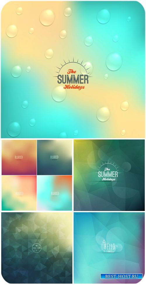 Летние векторные фоны голубых оттенков / Summer vector backgrounds blue sha ...