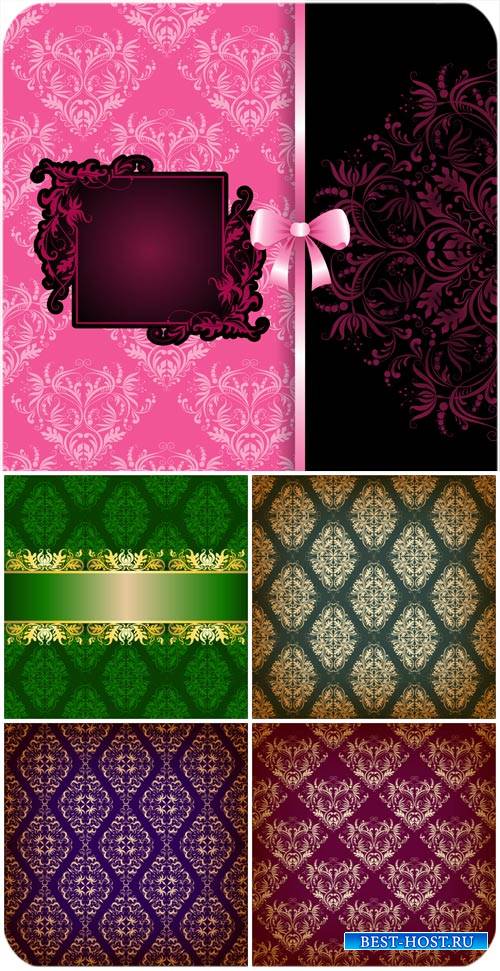 Цветные винтажные фоны с узорами, вектор / Colored backgrounds with vintage patterns, vector