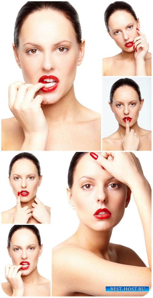 Девушка с красной помадой / Girl with red lipstick - Stock photo