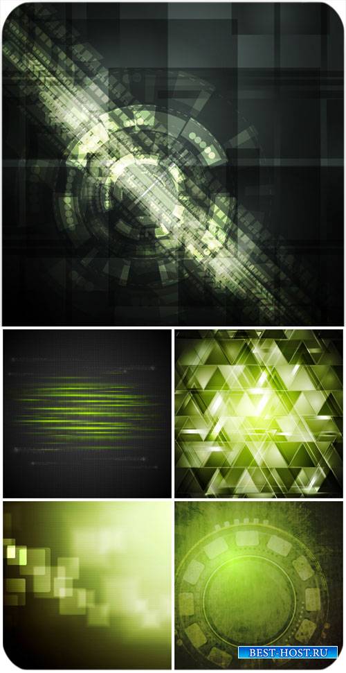 Темные векторные фоны с зеленой абстракцией / Dark vector backgrounds with  ...