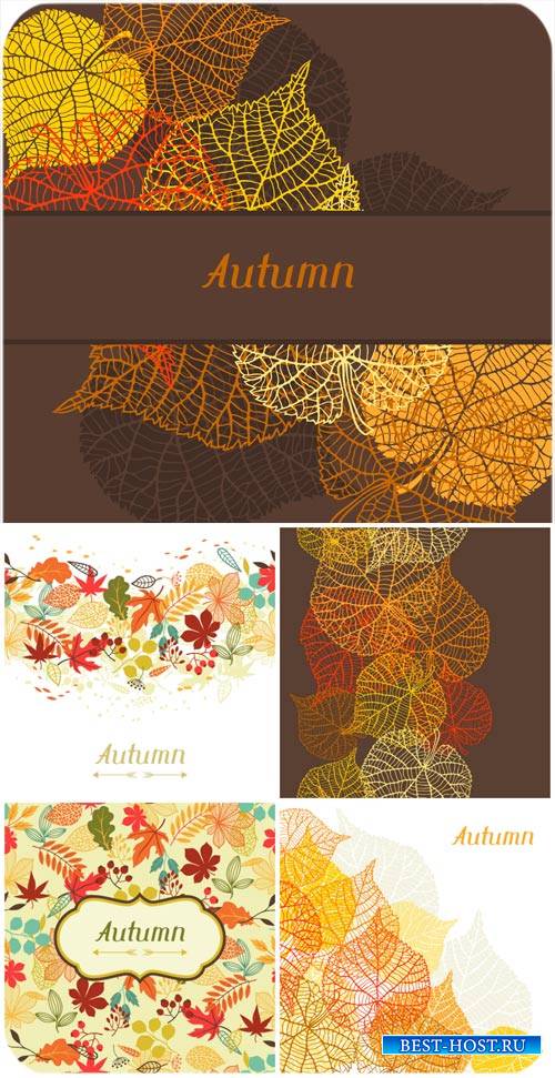 Осенние векторные фоны с золотистыми листьями / Autumn vector background wi ...