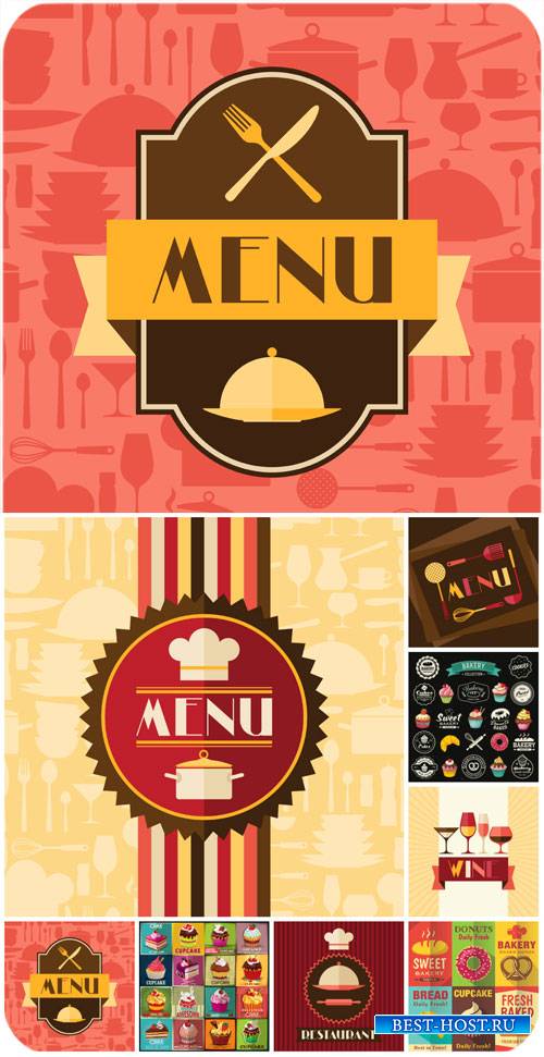 Меню и продуктовые этикетки в векторе / Menus and food labels vector