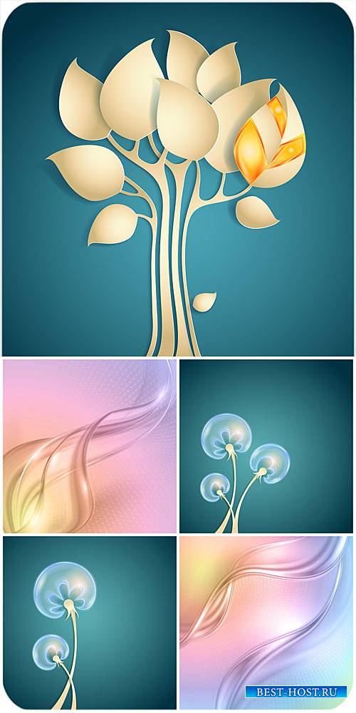 Векторные фоны с деревом и одуванчиками / Vector Background with tree and dandelions