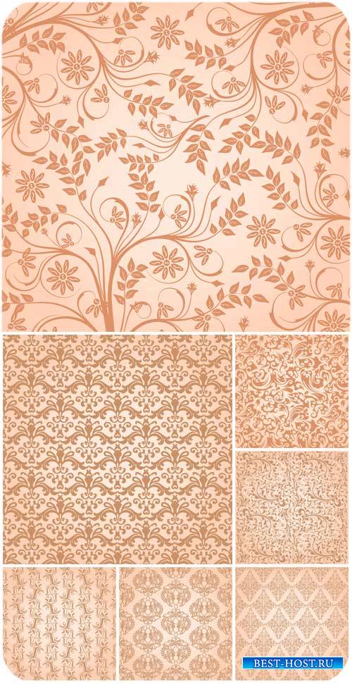 Бежевые векторные фоны с узорами / Beige vector backgrounds with patterns