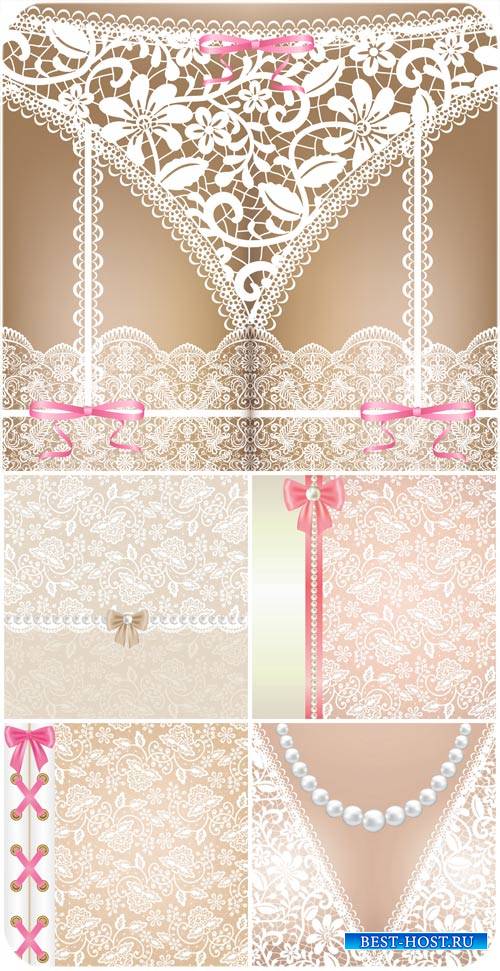 Векторные фоны с кружевами / Vector background with lace