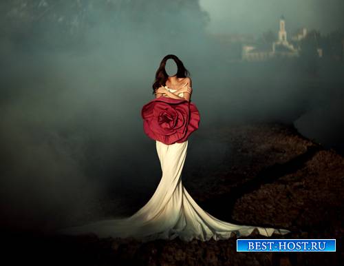 Шаблон для Photoshop - Фотосессия в очаровательном платье с розой