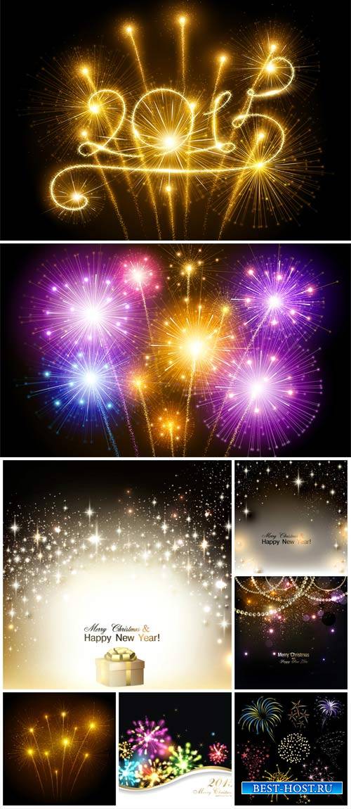 Векторные фоны 2015, салюты / Vector backgrounds 2015, fireworks