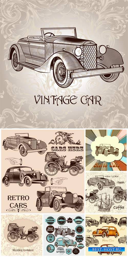 Винтажные автомобили в векторе / Vintage cars in the vector