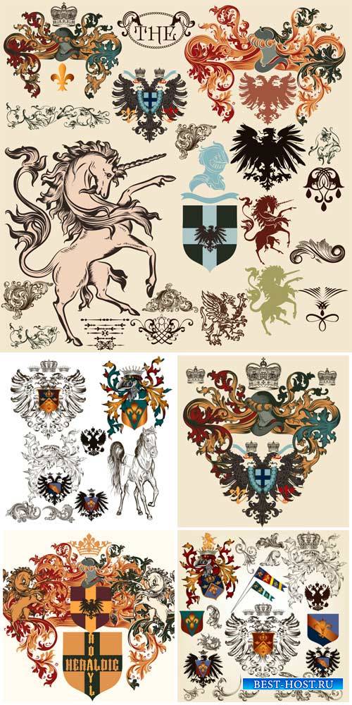 Геральдические дизайнерские элементы в векторе / Heraldic design elements v ...