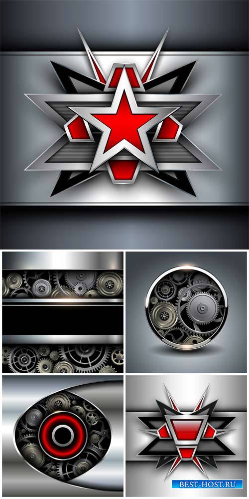 Векторные фоны с металлическими элементами / Vector backgrounds with metall ...