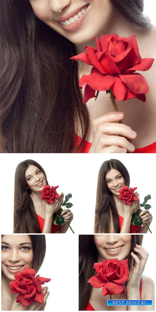 Красивая девушка с розой / Beautiful girl with rose - Stock Photo