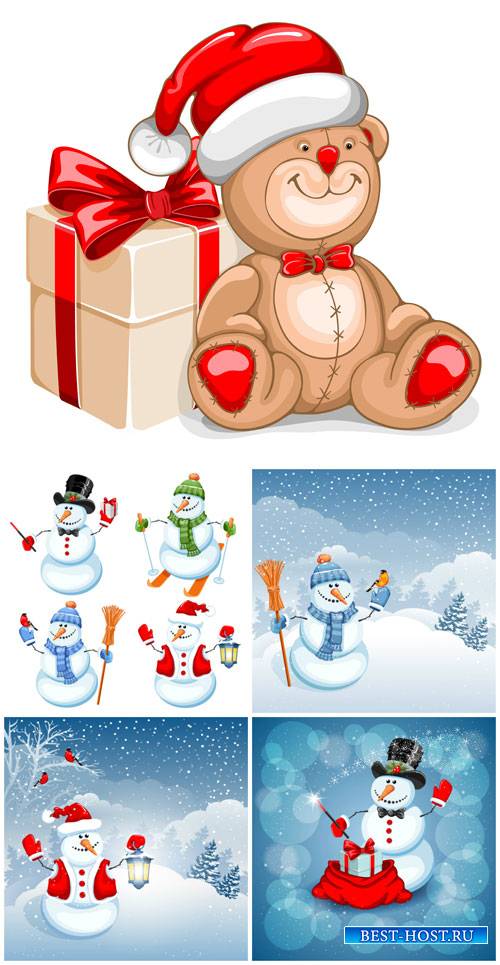 Рождественский вектор, снеговики / Christmas vector, snowmen