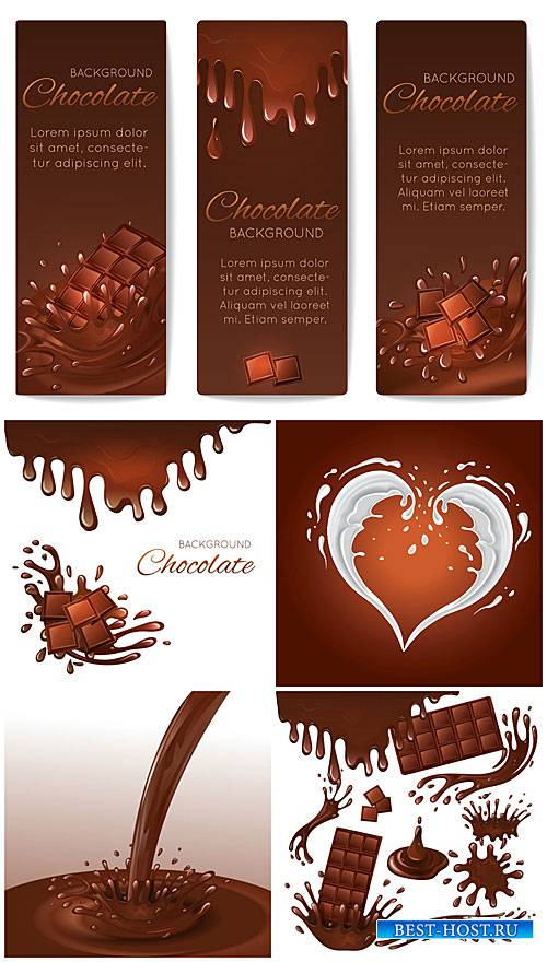 Шоколад, векторные фоны / Chocolate, vector backgrounds #1