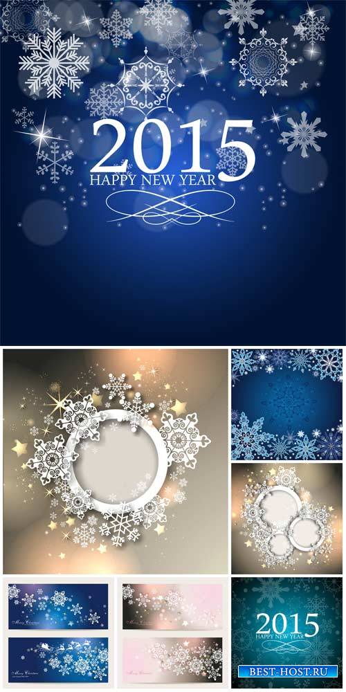 Christmas vector, silver and blue background with snowflakes