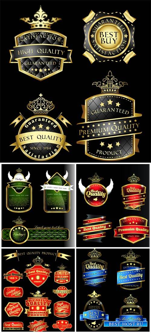 Stylish vector label with golden decor