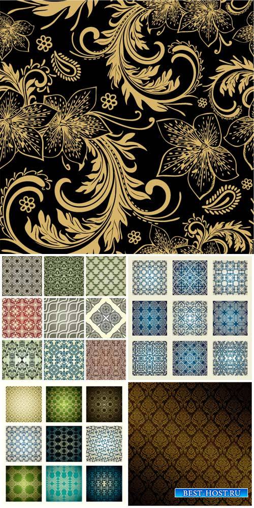 Texture, vector backgrounds with floral patterns, vintage