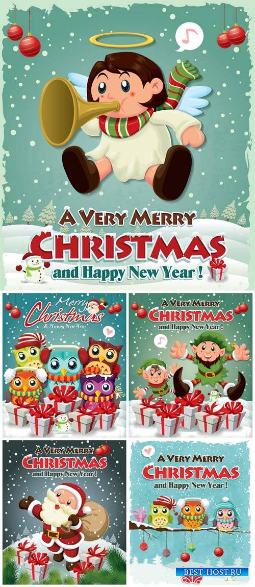 Christmas vector, Santa Claus and Christmas angel