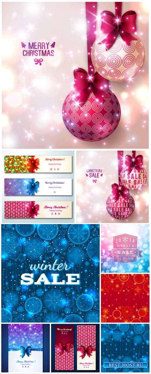 Christmas vector backgrounds and banners with Christmas discounts