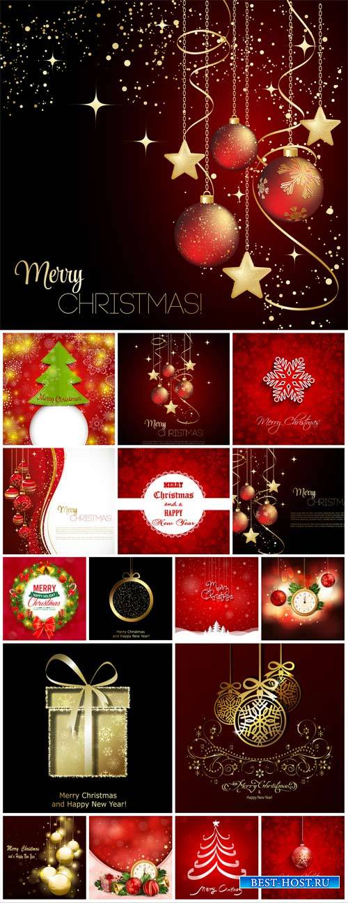 Christmas vector collection of backgrounds with Christmas trees and Christm ...