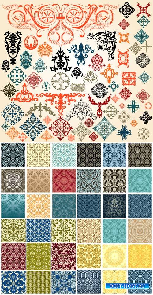 Vector backgrounds with ornaments, decorations, vintage ornaments