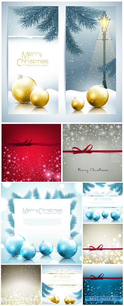 Christmas vector background with Christmas balls and shining stars