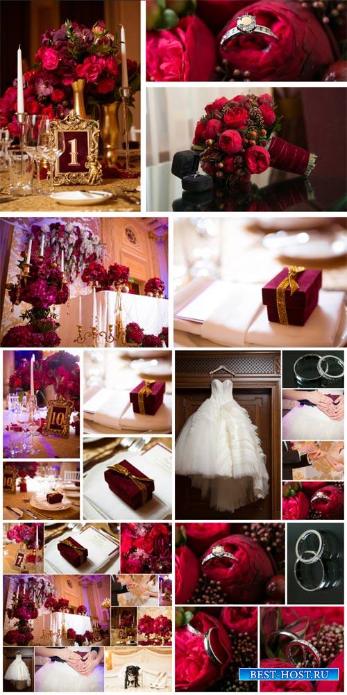 Wedding collages, wedding rings, flowers