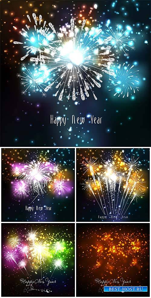New Year, fireworks, vector backgrounds