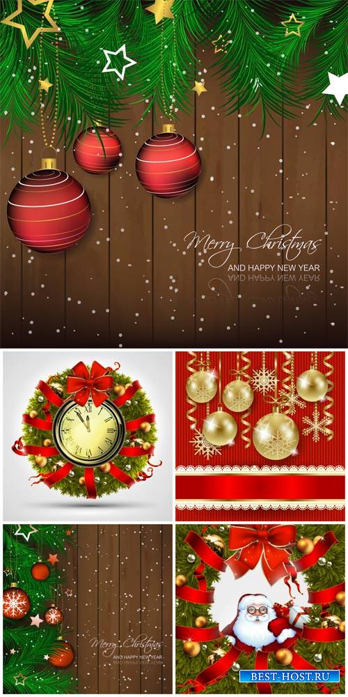 Christmas vector background with Christmas balls and Santa